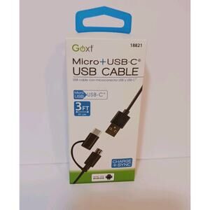 Goxt Micro & Type C USB Cable Charge & Sync 3ft NWT